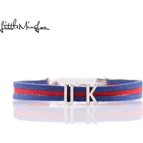 Little MingLou Infinity love UK Bracelet heart Charm bracelets & bangles for Women men leather braid suede country jewelry