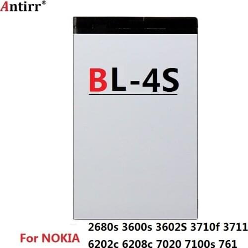 Mobile Phone Battery 860mAh BL-4S For Nokia 2680s 3600s 3602S 3710f 3711 6202c 6208c 7020 7100s 7610c 7610s Supernova