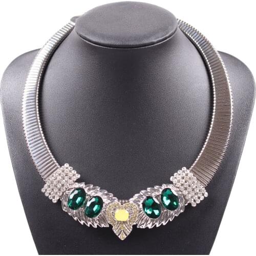 2021 Fashion New Crystal Charm Vintage Silver Color Collar Choker Necklace for Women Alloy Metal Glass Rhinestone Jewelry