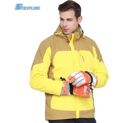 Goexplore Outdoor Jacket 3 in 1 Male Waterproof Breathable Thicken Lining Thermal Warm Camping Coat hiking jackets for men