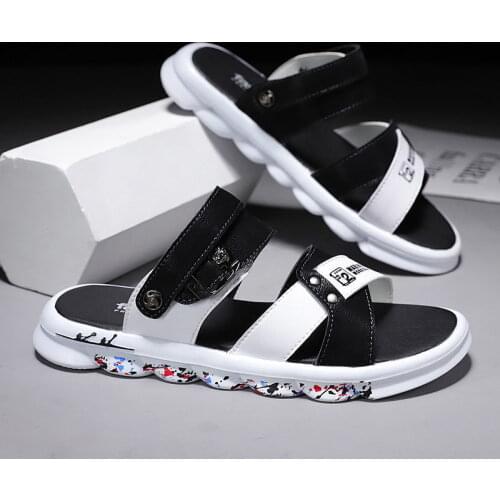 Mens sandals summer 2021 new fashion trend two wear casual Vietnamese beach shoes non-slip leather slippers