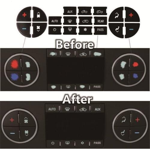 Ac Dash Button Repair Kit Decal Stickers Replacement For GMC Tahoe Suburban Avalanche Yukon Denali Acadia Sierra & Buick Enclave