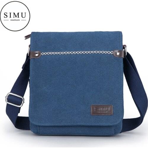 Simu new single shoulder bag mens Korean fashion versatile canvas bag single shoulder large capacity messenger bag leisure fash