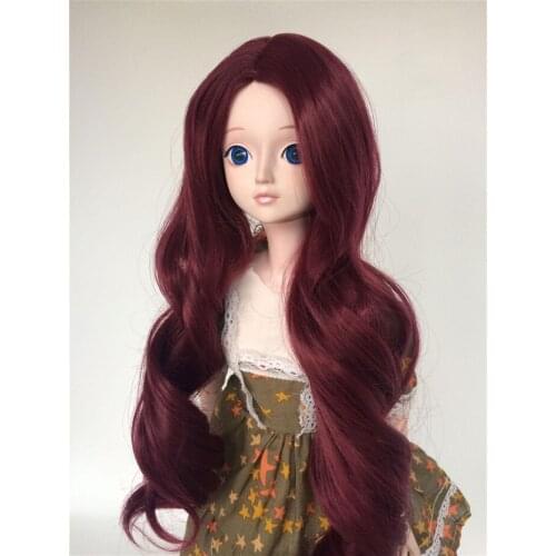 New bjd sd wig 1/3 1/4 1/6 doll wig high temperature fiber red mid-length curly hair Wavy hair for doll Accessories Multi-color