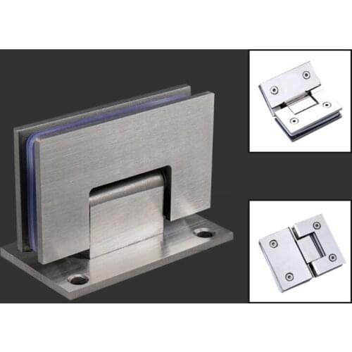 90 Degree Shower Door Brushed Stainless Steel Hinge Clamp Wall Bracket for Bathroom 8-12mm Thick Glass Door Cupboard Part