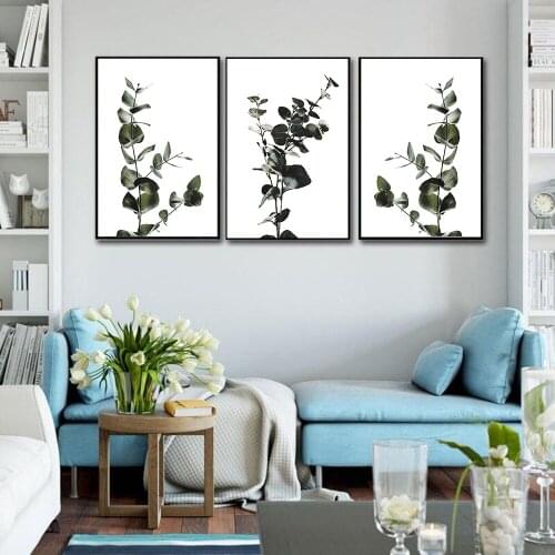 Eucalyptus Branch Posters Prints Nature Botanical Poster Nordic Wall Art Nature Canvas Painting Wall Pictures For Living Room