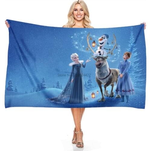Frozen Anna Elsa Kristoff Olaf Hans Beach Towel Microfiber Rectangular Bath Towels Women Girls Big Size Bathroom Swimming Towel