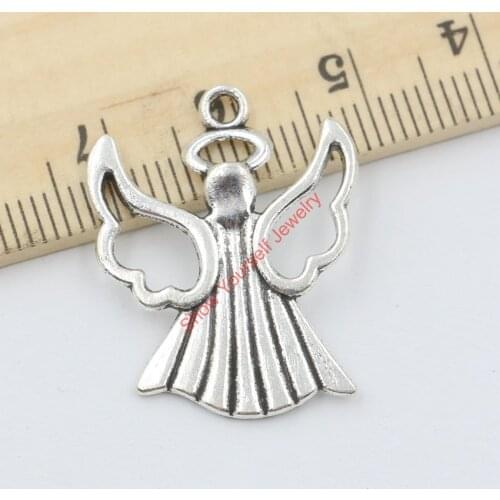 10pcs Tibetan Silver Plated Angel Fairy Charms Pendants for Jewelry Making DIY Handmade Craft 26x21mm