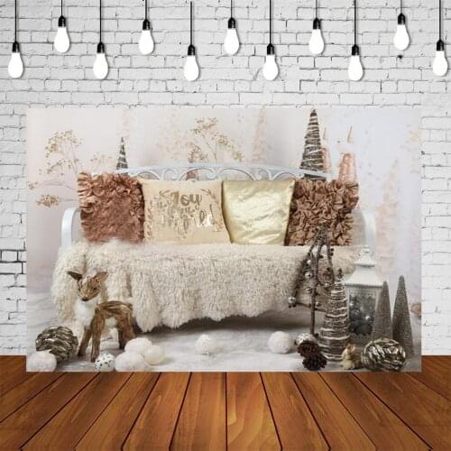 Christmas Backdrop Noel Kids Family Photo Backdrop White Warm Home Sofa Background Reindeer Studio Photography Banner Poster