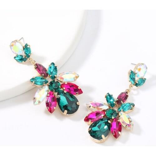 Pauli manfi Simple multilayer metal glass geometric flower earrings womens fashion popular charm earrings banquet accessories