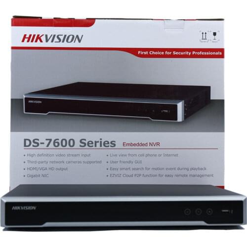 Hikvision NVR Embedded Plug & Play 4K NVR with 1/2 SATA Interfaces 4/8/16CH POE Port for Security Camera H.265 P2P