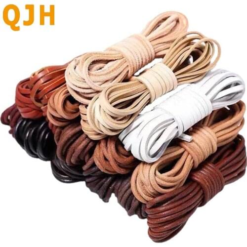 4mm wide round diy leather first layer cowhide rope black brown flat leather strap bracelet necklace bag bag rope DIY accessory