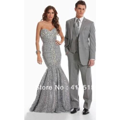 Free shipping custom made cheap man Groom wear Silk & polyester Tuxedos Wedding Groomsman Men Bridegroom Suits bright Gray dress