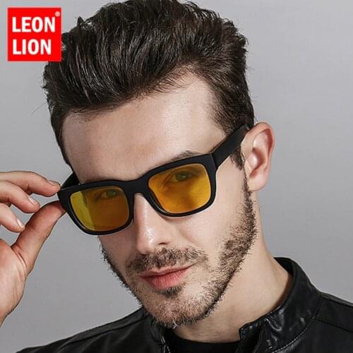 LeonLion 2021 Luxury Polarized Square Sunglasses Men Plastic Retro Classic Eyeglasses Vintage Outdoor Driving Oculos De Sol