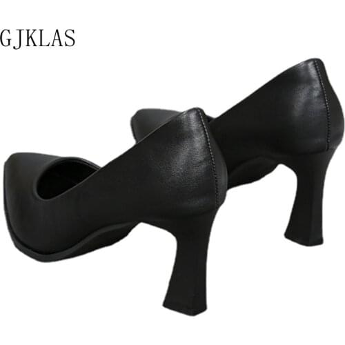 Classic Womens Pointed Toe Block Chunky High Heel Slip on Shoes Wedding Office Pumps Women Black Shoes New Shallow Dress Heels