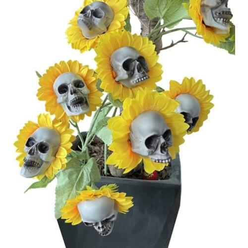 Garden Sunflower Skull Decoration Halloween Atmosphere Fake Flower Garden Ornament Home Garden Decoration