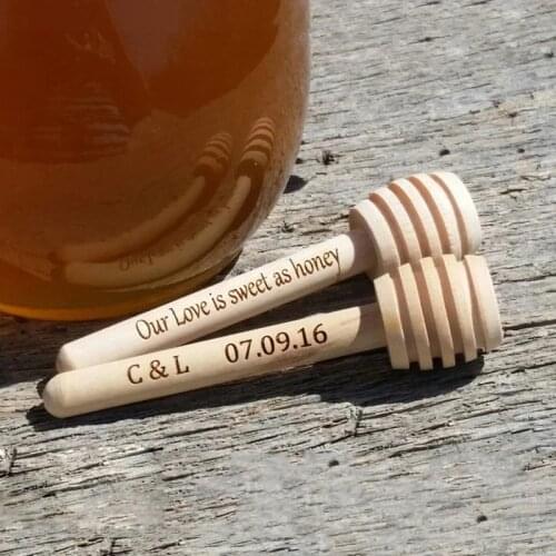 High Quality Personalized Wood Honey Dipper Sticks,Custom Wedding Favors Baby Shower Decoration, Mini server For Honey Jar Disp