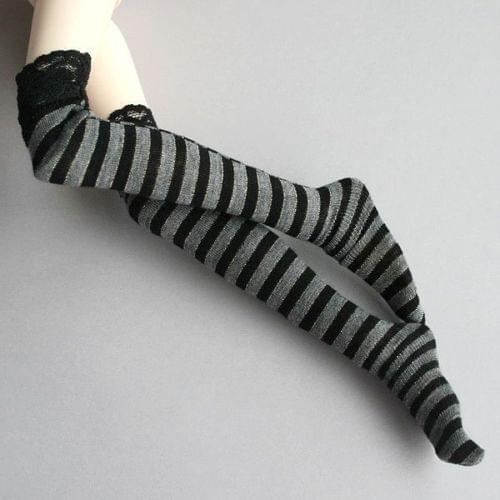 [wamami] 11# Grey & Black Stripe Socks/Stockings 1/4 MSD 1/3 SD DZ AOD BJD Dollfie