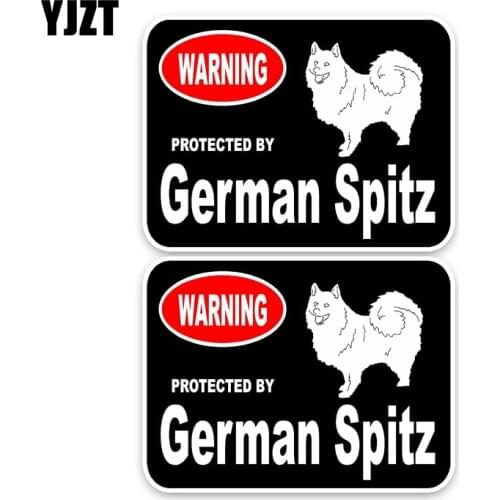 YJZT 15*11.4CM 2X German Spitz Guard Dog Funny Car Sticker Car Window Decal C1-4371