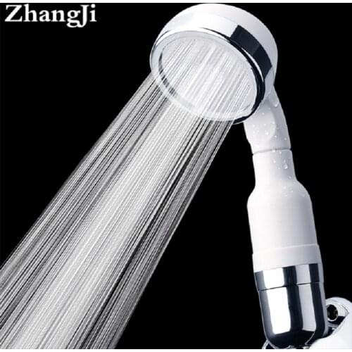 ZhangJi Drilling Panel Hand Showerhead Bathroom Water Saving Filter Handheld Round Therpy Spray Nozzle Rainfall Shower Head