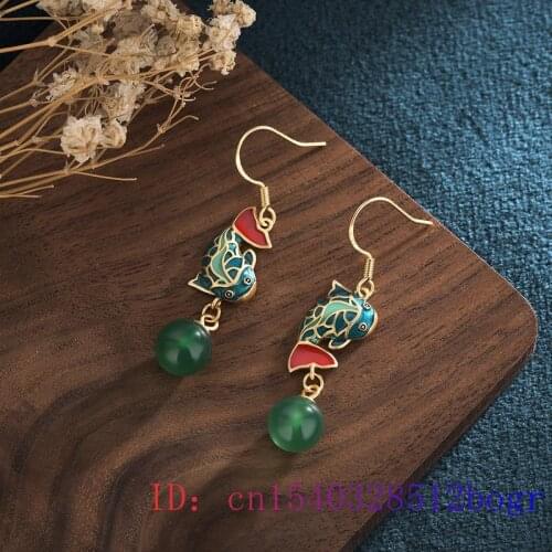Green Jade Bead Earrings Crystal Gemstone Amulet Zircon Women Gifts Jewelry Fashion Chalcedony 925 Silver Natural
