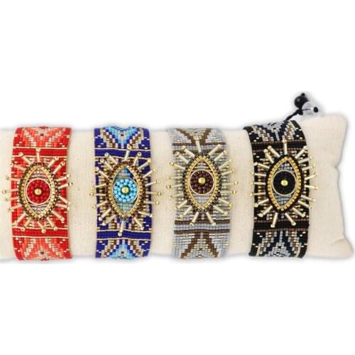 BLUESTAR Women Bracelet MIYUKI Bead Bracelet 3D Evil Eye Pulseras Mujer Moda Handmade MIYUKI Armband