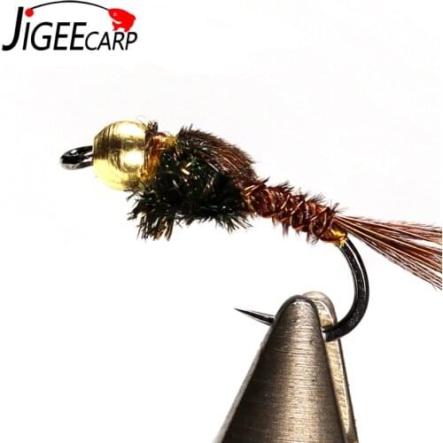 10pcs #14 Bead Head Hares Ear rough body fast sink lures artificial nymph bait caddis fly fishing trout fishing lure baits