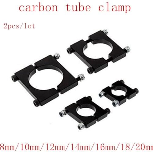 2sets CNC Aluminum 8mm 10mm 12mm 16mm 20mm 22mm 25mm black Tube Clamp Motor Mount Fixture Clip Holder for Multi-axis Aircraft