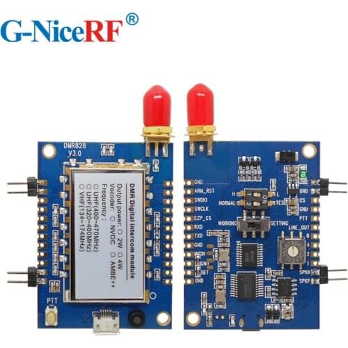 2PCS/Lot DMR828-AMBE 2W All-In-One UHF 400-480MHz 8Km Long Range High Voice Quality DMR/Analog Walkie Talkie Module