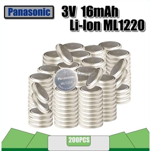 200PCS Panasonic 3v Li-ion battery ml1220 1220 rechargeable Battery coin cell battery