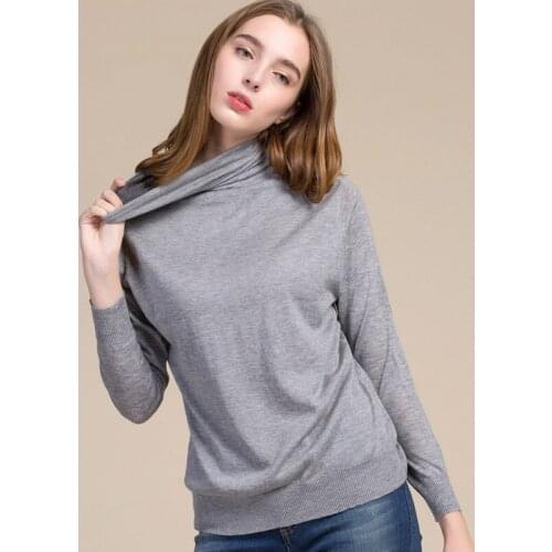 2019 Women Real Silk Sweater Full Pullovers Turtleneck Sweet Cashmere Sweater Comfortable Soft Female Sweaters 7056