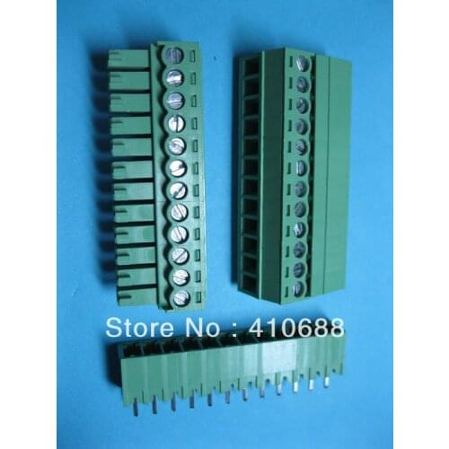 300 Pcs Per Lot Screw Terminal Block Connector 3.81mm Angle 12 pin Green Color Pluggable Type High Quality HOT SALE