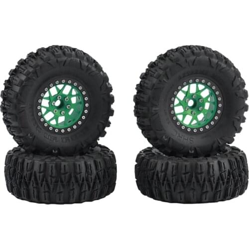 4Pcs 2.2Inch Beadlock Wheel Rim Tires Set for 1/10 RC Crawler Car Axial SCX10 RR10 Wraith Traxxas TRX4