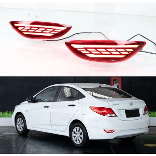 Car LED Rear bumper light Rear Fog Lamp Auto Brake Reflector For Hyundai Accent Sedan 2012 2013 - 2016 Back Lights Brake Lights