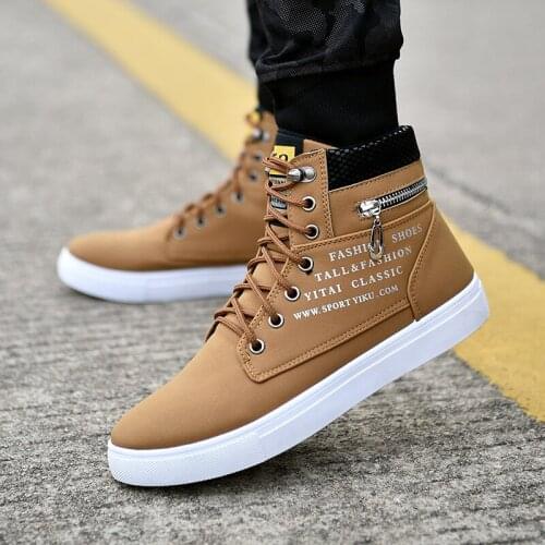 KipeRann Mens canvas shoes autumn mens boots comfortable quality high shoes mens new casual shoes Botas breathable Masculinas
