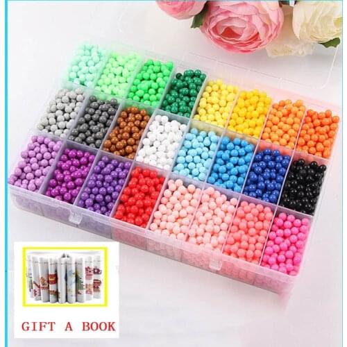 6000pcs 24 colors Refill Beads puzzle Crystal DIY water spray beads set ball games 3D handmade magic toys for children