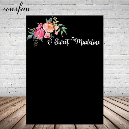 Sensfun Flower Sweet 16 Birthday Party Valentine Day Backdrop For Photo Studio Black Backgrounds Photo Prop Customized Vinyl