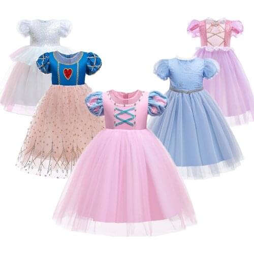 Princess Girls Cosplay Dress Up For Kids Rapunzel Fancy Carnival Party Costume Children Birthday Summer Dresses For Girl Clothes