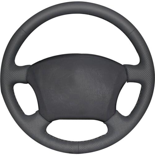 DIY Non-slip Durable Dark Gray Natural Leather Car Steering Wheel Cover For Toyota Land Cruiser Prado 120 Land Cruiser 2003 -200