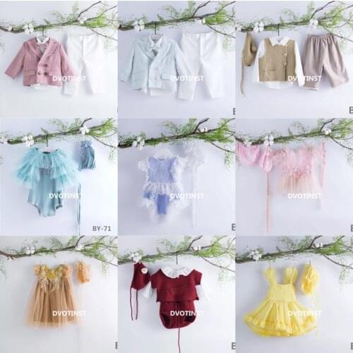 Dvotinst Baby Girls Photography Props Crochet Knitted Lace Dress Outfits Clothes Set Fotografia Accessories Studio Shoots Props