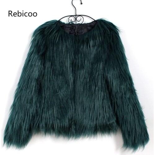 Elegant Furry Fur Coat Women Fluffy Warm Long Sleeve Female Outerwear Autumn Winter Coat Jacket Hairy Overcoat