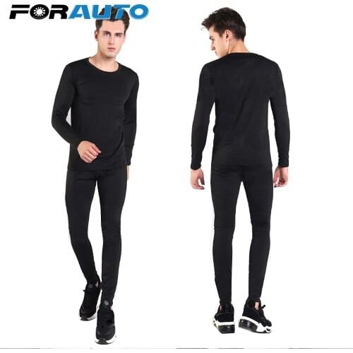 FORAUTO Mens Fleece Lined Thermal Underwear Set Bottom Suit Motorcycle Skiing Base Layer Shirts & Tops Winter Warm Long Johns