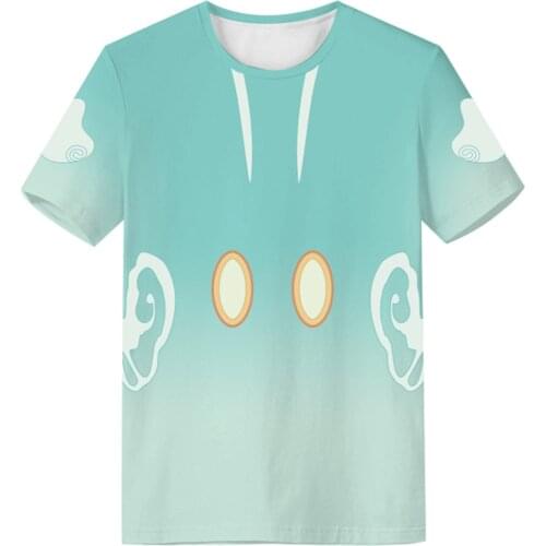 Genshin Impact Large Anemo Slime Concept Print T-Shirt Summer Short Sleeve Shirt Cosplay Costume