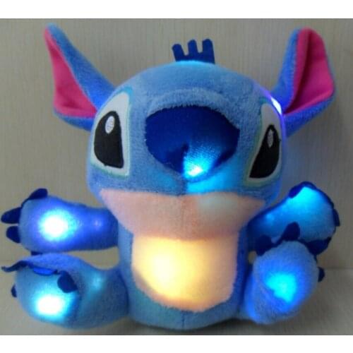 18-22cm 4 Styles Light Up LED Stitch Stuffed Animals Cat Doraemon Plush Toy Colorful Glowing Bear Christmas Gift for Kids