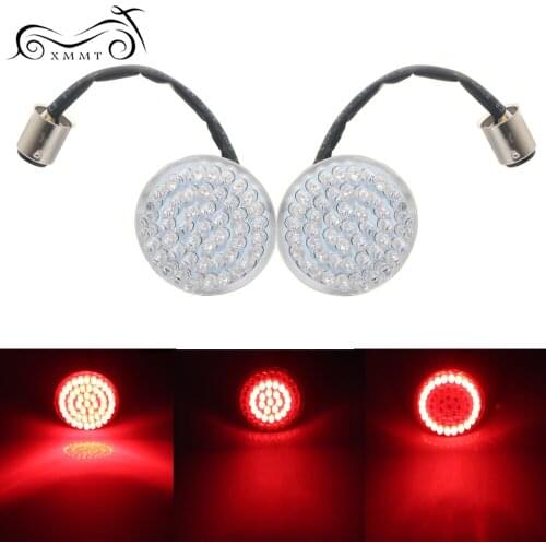Red 2" Bullet 1157 LED Inserts Turn Signal Light Panel For Harley Sportster Softail Touring Dyna 2011 - 2017