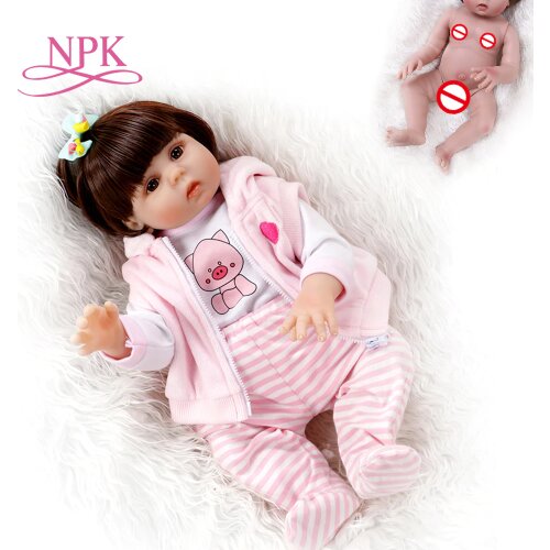 48CM reborn bebe toddler girl doll in pink dress full body soft silicone realistic baby Bath toy Anatomically Correct