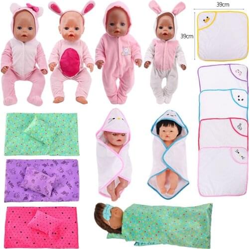 Doll Pajamas&Sleeping Bag Fit 18Inch American&43Cm Reborn New Born Baby Doll Clothes Accessories Generation Girls Russian Toys