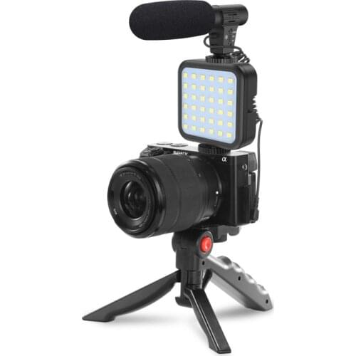 Combined VLOG Live DIY Youtube Shooting Kit , Independent Desktop Tripod Gun Type Mobile Phone Holder | Microphone | Fill Light