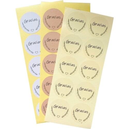 1000PCS Wholesale Love wreath Gracias sealing sticker decorative stickers transparent kraft handmade 3.5CM