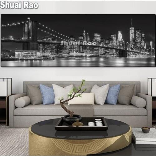 Night View of Brooklyn Bridge Landscape Diamond Painting Cross Stitch kits 5D Diamond Embroidery Modern gift diamond Mosaic